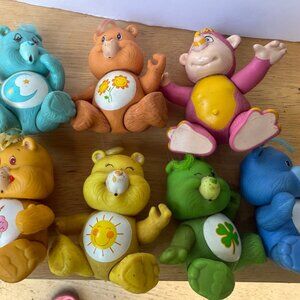 1983-85 AGC Kenner Poseable Care Bears PVC Figures + 1983 Birthday Bear Charm